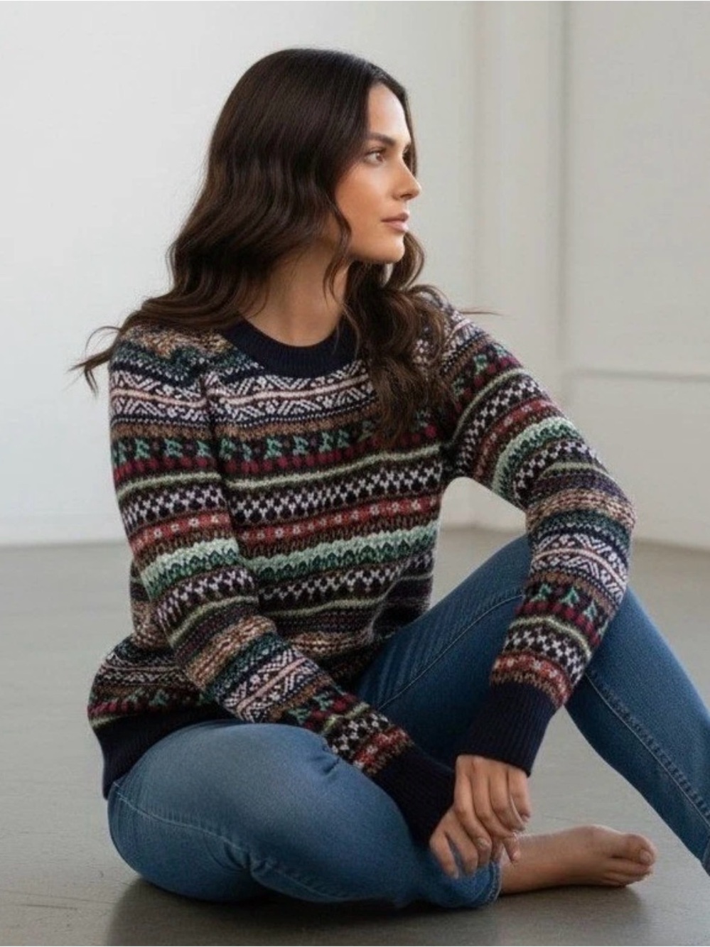 J.Crew Fair Isle Sweater Size 3X Cherry Girl Nordic Cottagecore Winter Ski Wool